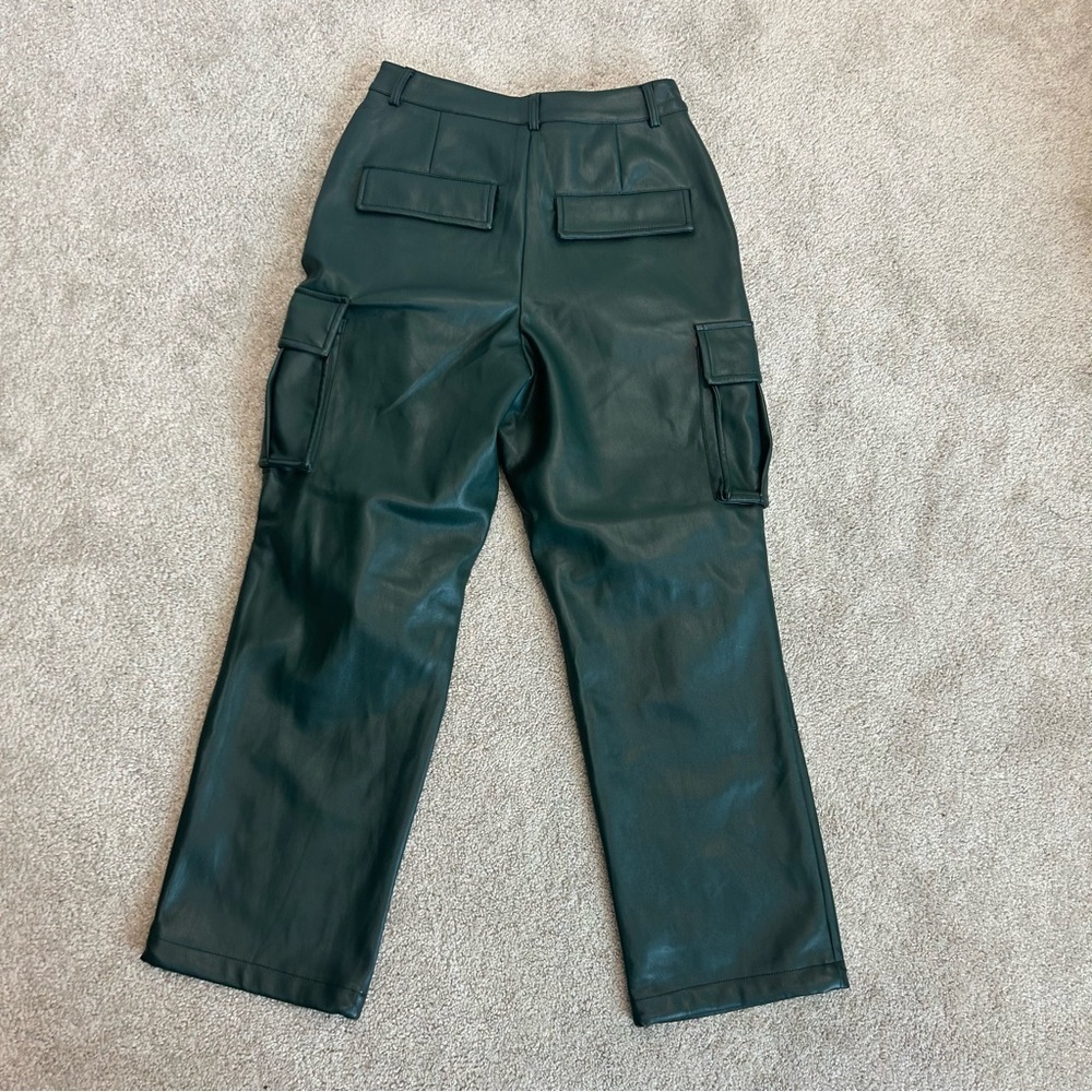 7 for all mankind dark green faux leather cargo pants drawstring ankle NWT - Picture 2 of 14